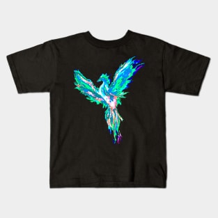 Blue Rainbow Pheonix Kids T-Shirt